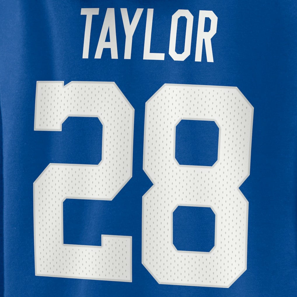 Jonathan Taylor Indianapolis Colts Women's Player Icon Name & Number V-Neck Pullover Hoodie Royal - Fanatics