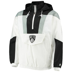NBA - Brooklyn Nets Starter Striker Crinkle Half-Zip Hoodie Jacket - White
