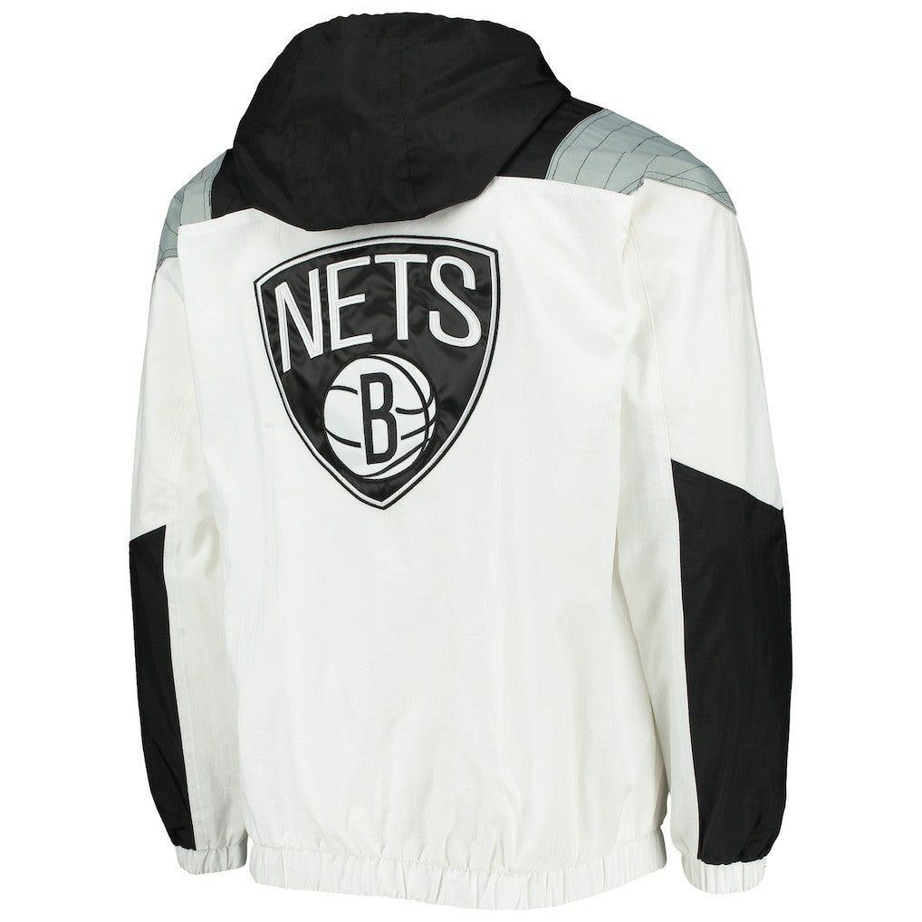 NBA - Brooklyn Nets Starter Striker Crinkle Half-Zip Hoodie Jacket - White