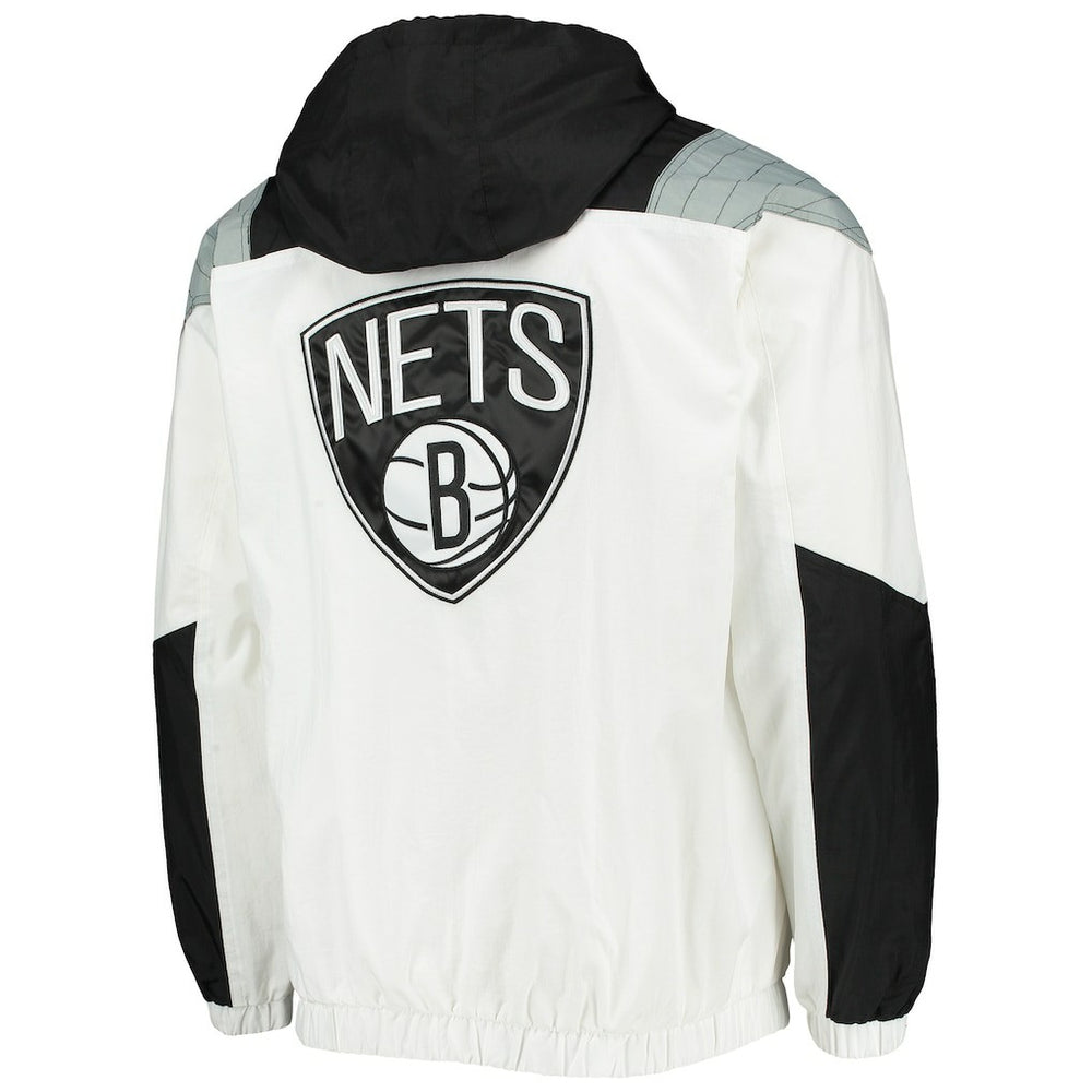 NBA - Brooklyn Nets Starter Striker Crinkle Half-Zip Hoodie Jacket - White