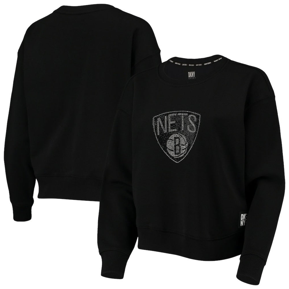 NBA - Brooklyn Nets DKNY Sport Women's Carrie Rhinestone Pullover Sweatshirt - Black