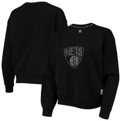 NBA - Brooklyn Nets DKNY Sport Women's Carrie Rhinestone Pullover Sweatshirt - Black
