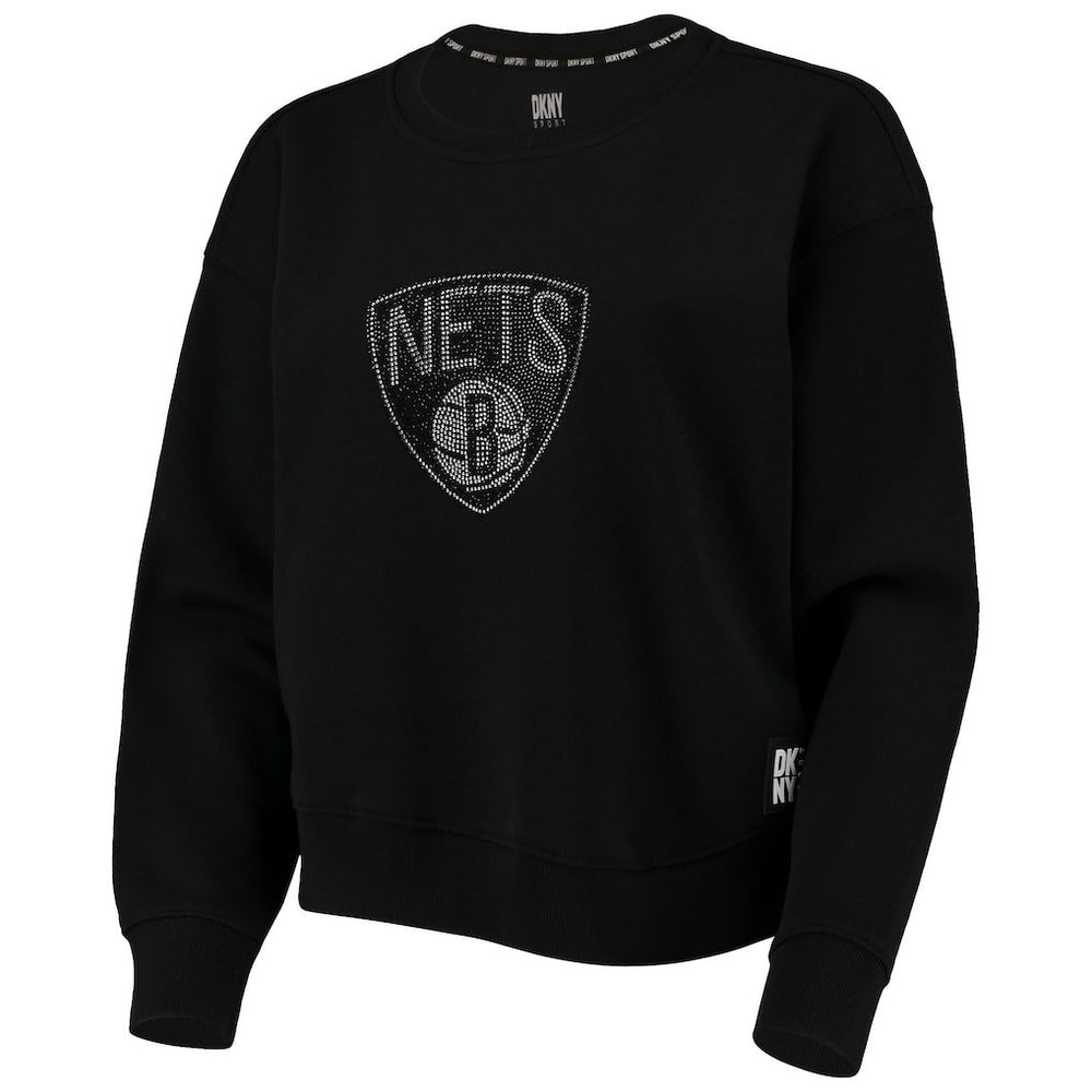NBA - Brooklyn Nets DKNY Sport Women's Carrie Rhinestone Pullover Sweatshirt - Black