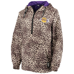 NBA - Los Angeles Lakers DKNY Sport Women's Gabriella Windbreaker Half-Zip Hoodie - Leopard