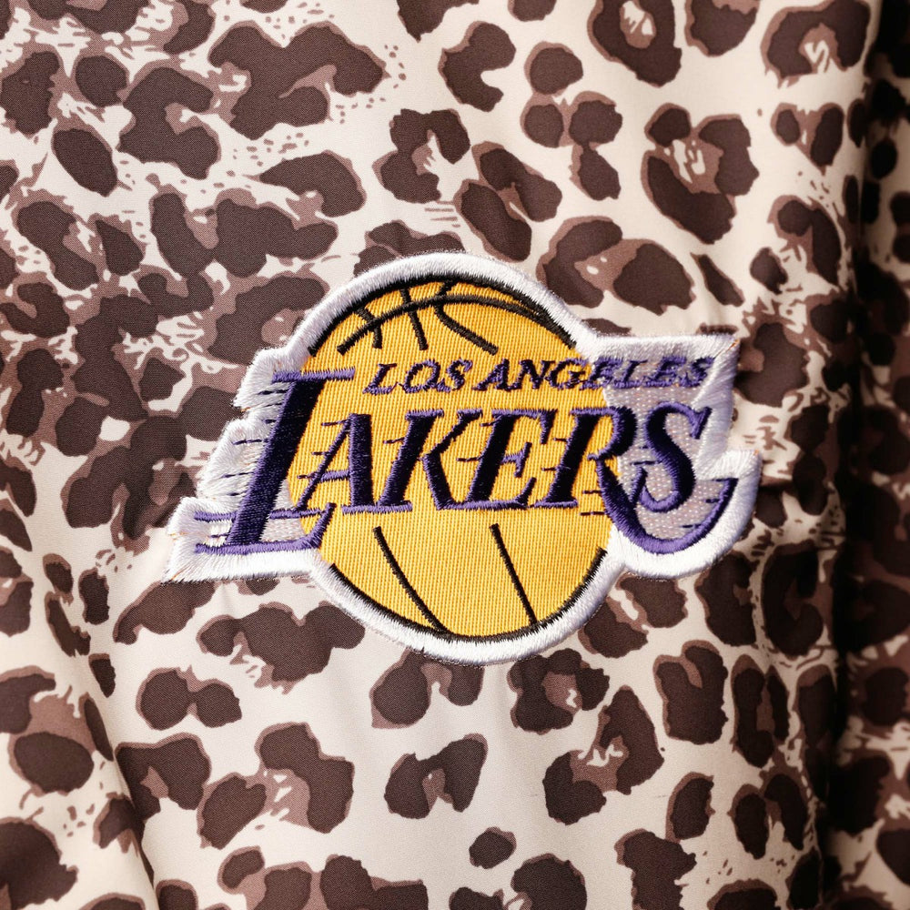 NBA - Los Angeles Lakers DKNY Sport Women's Gabriella Windbreaker Half-Zip Hoodie - Leopard