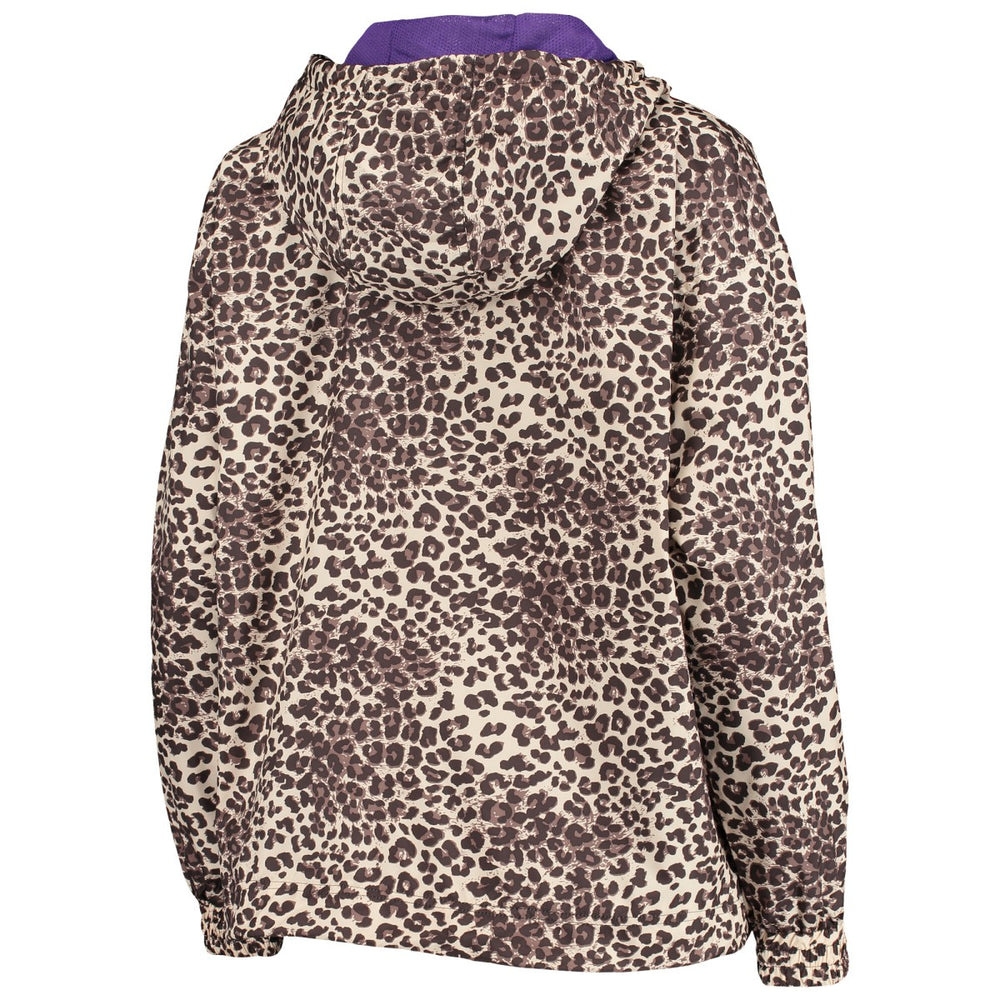 NBA - Los Angeles Lakers DKNY Sport Women's Gabriella Windbreaker Half-Zip Hoodie - Leopard