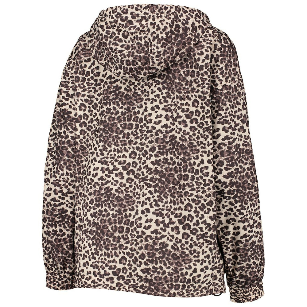 NBA - Brooklyn Nets DKNY Sport Women's Gabriella Windbreaker Half-Zip Hoodie - Leopard