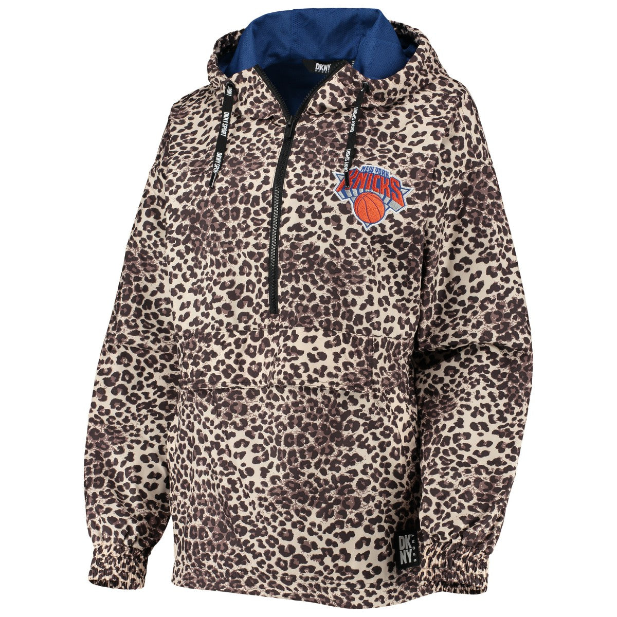 NBA - New York Knicks DKNY Sport Women's Gabriella Windbreaker Half-Zip Hoodie - Leopard