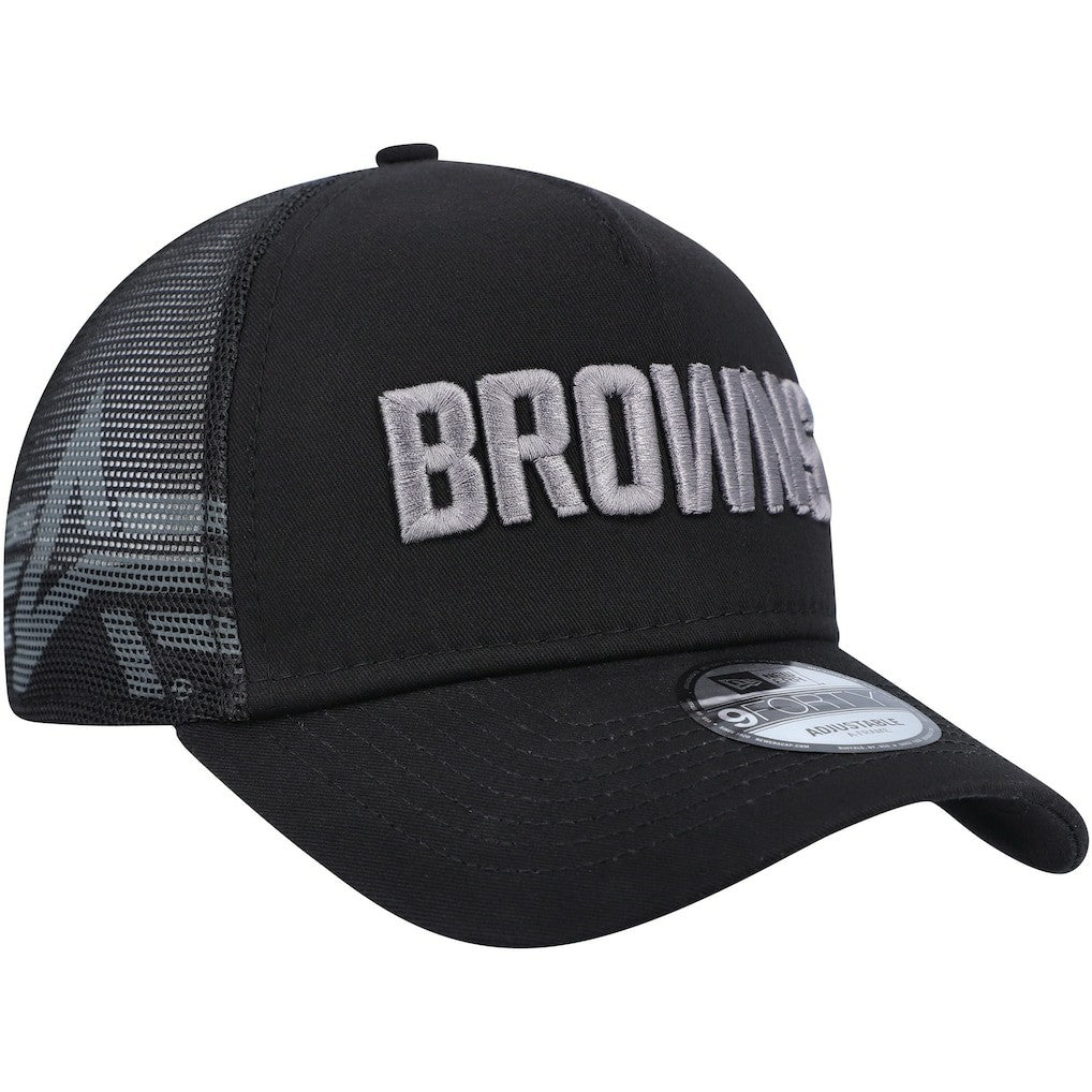Cleveland Browns New Era x Alpha Industries A-Frame 9FORTY Trucker Snapback Hat Black - NFL