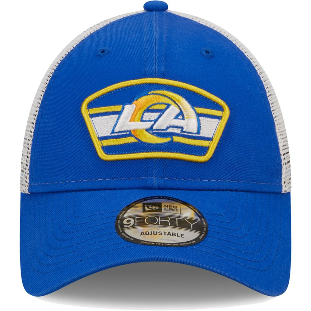 Los Angeles Rams New Era Logo Patch Trucker 9FORTY Snapback Hat Royal/White - NFL