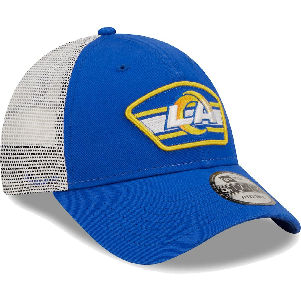 Los Angeles Rams New Era Logo Patch Trucker 9FORTY Snapback Hat Royal/White - NFL