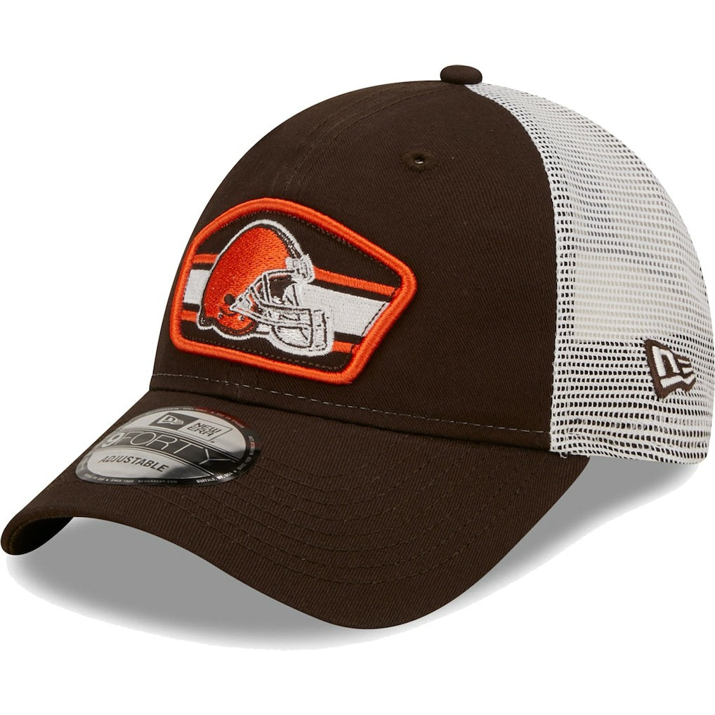 Cleveland Browns New Era Logo Patch Trucker 9FORTY Snapback Hat Brown/White - NFL