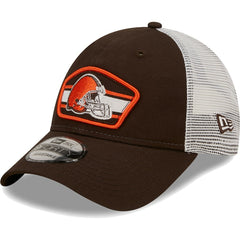 Cleveland Browns New Era Logo Patch Trucker 9FORTY Snapback Hat Brown/White - NFL