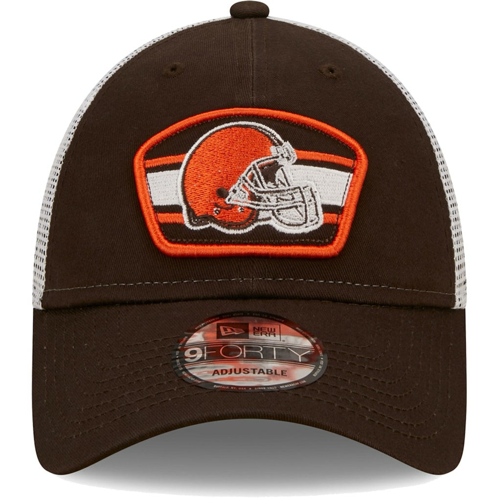 Cleveland Browns New Era Logo Patch Trucker 9FORTY Snapback Hat Brown/White - NFL