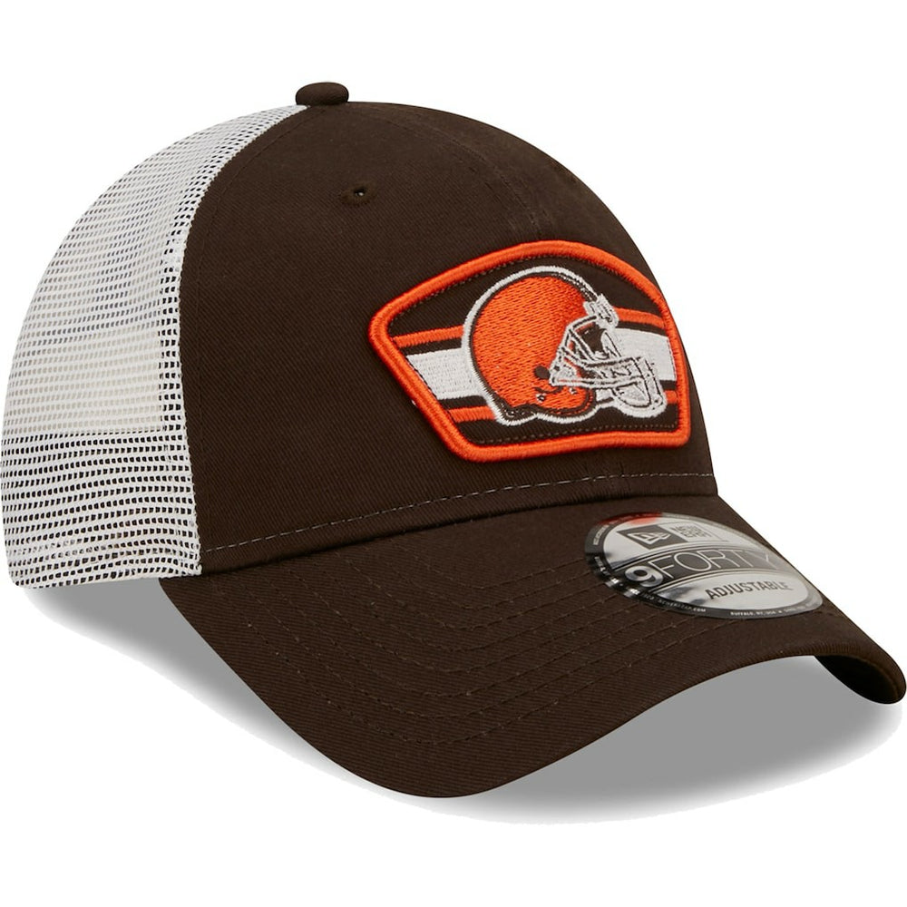 Cleveland Browns New Era Logo Patch Trucker 9FORTY Snapback Hat Brown/White - NFL