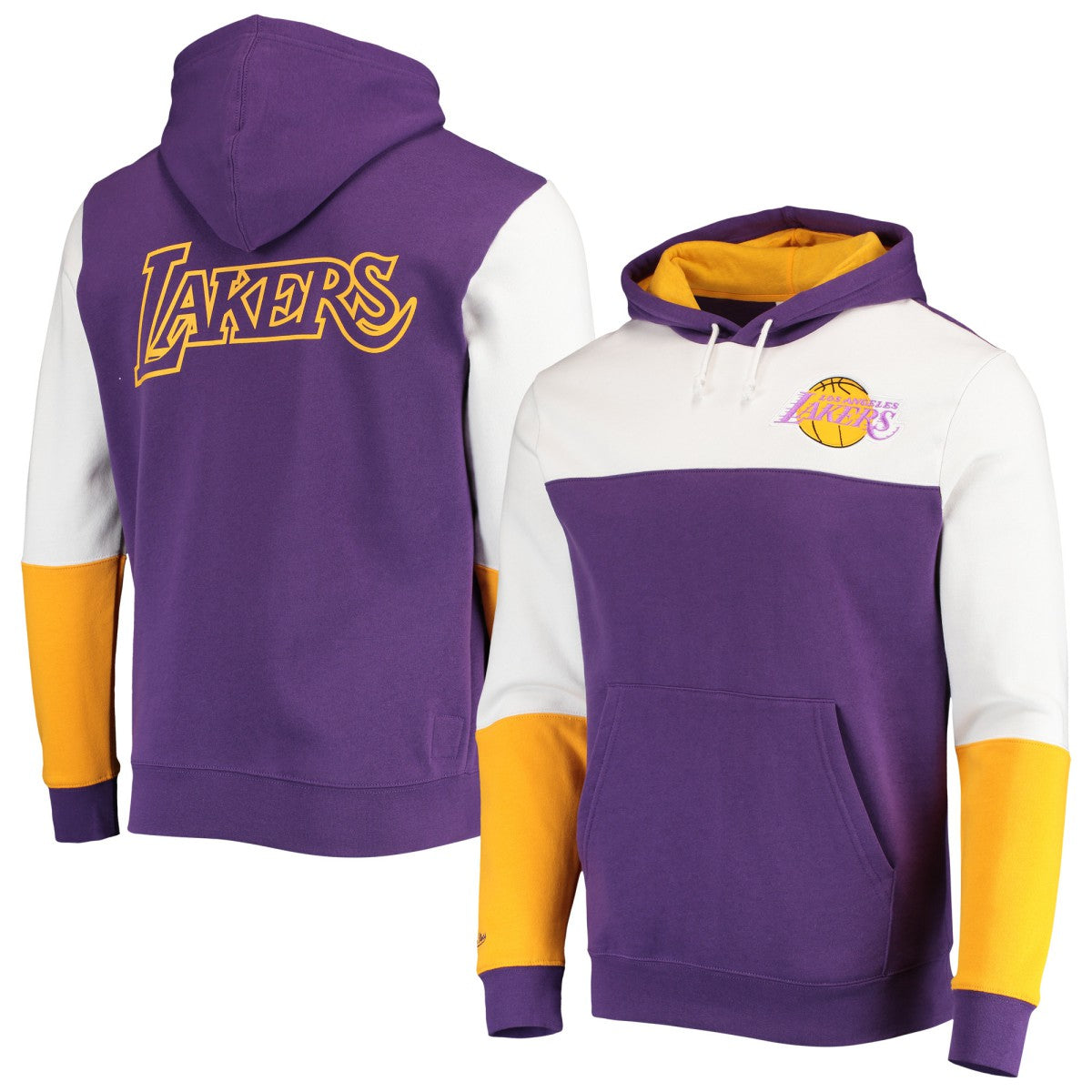 Mitchell & Ness - Los Angeles Lakers Hardwood Classics Fusion 2.0 Colorblock Pullover Hoodie - Purple