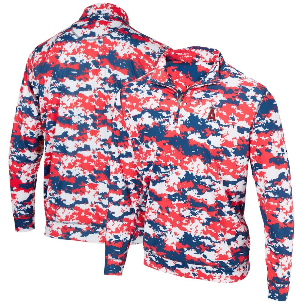 Los Angeles Angels Digital Camo Performance Quarter-Zip Pullover Jacket Lifestyle