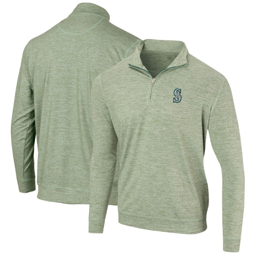 Seattle Mariners Peached Marled Yarn Quarter-Zip Pullover Jacket Clearance