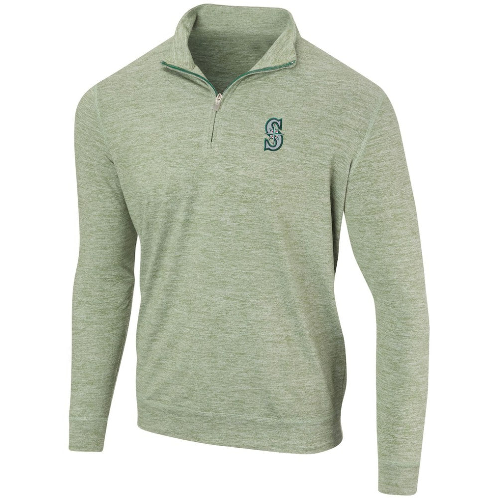 Seattle Mariners Peached Marled Yarn Quarter-Zip Pullover Jacket Clearance