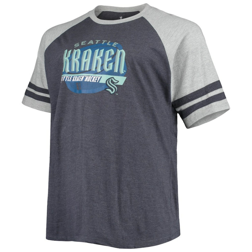 Seattle Kraken Big & Tall Raglan T-Shirt Heathered Deep Sea Blue