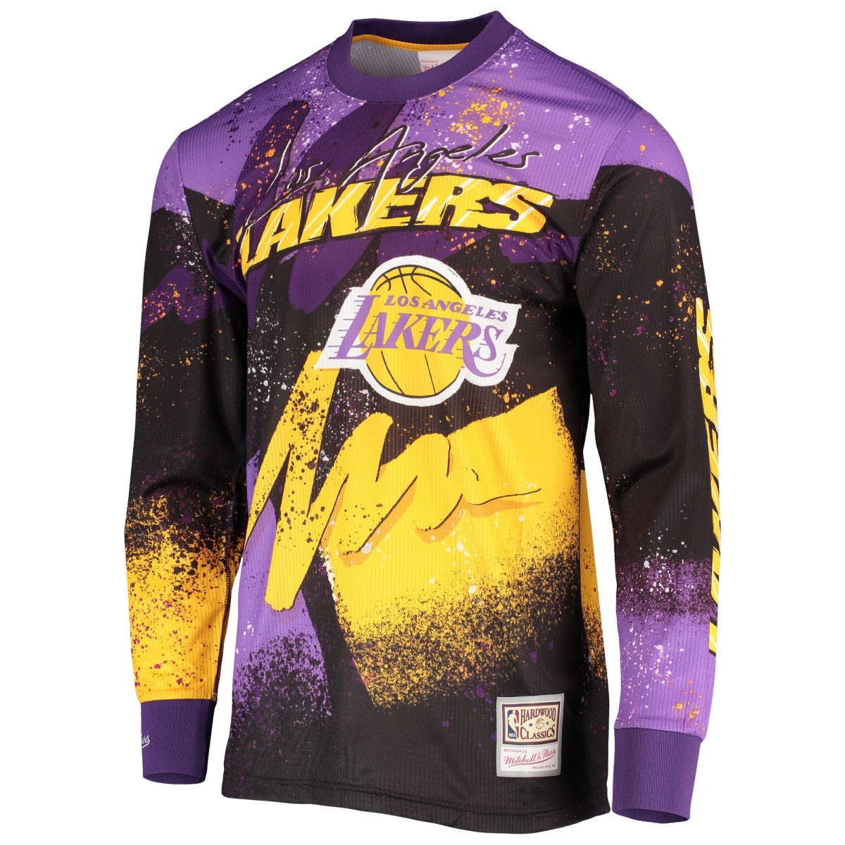 Mitchell & Ness - Los Angeles Lakers Hardwood Classics Hyper Hoops Moto Sublimated Long Sleeve T-Shirt - Purple