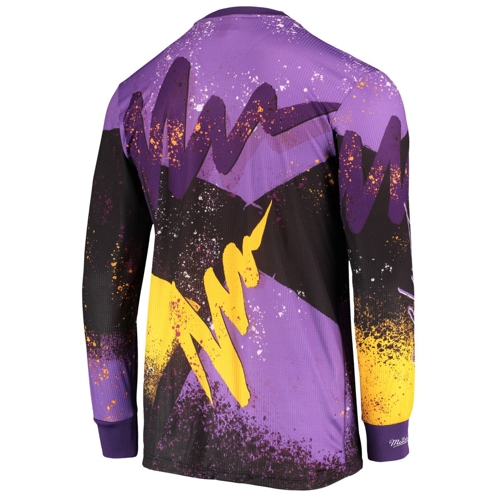 Mitchell & Ness - Los Angeles Lakers Hardwood Classics Hyper Hoops Moto Sublimated Long Sleeve T-Shirt - Purple