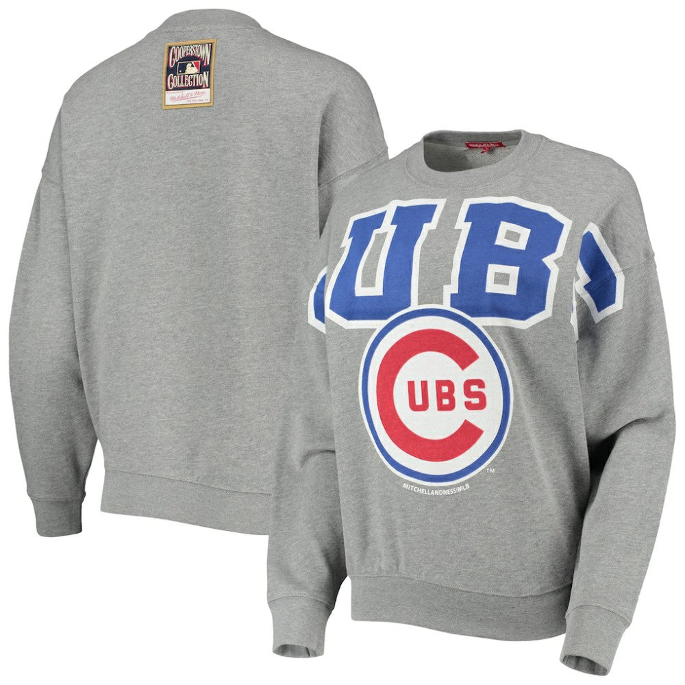 Chicago Cubs Mitchell & Ness Women's Cooperstown Collection Logo Lightweight Pullover Sweatshirt Online
