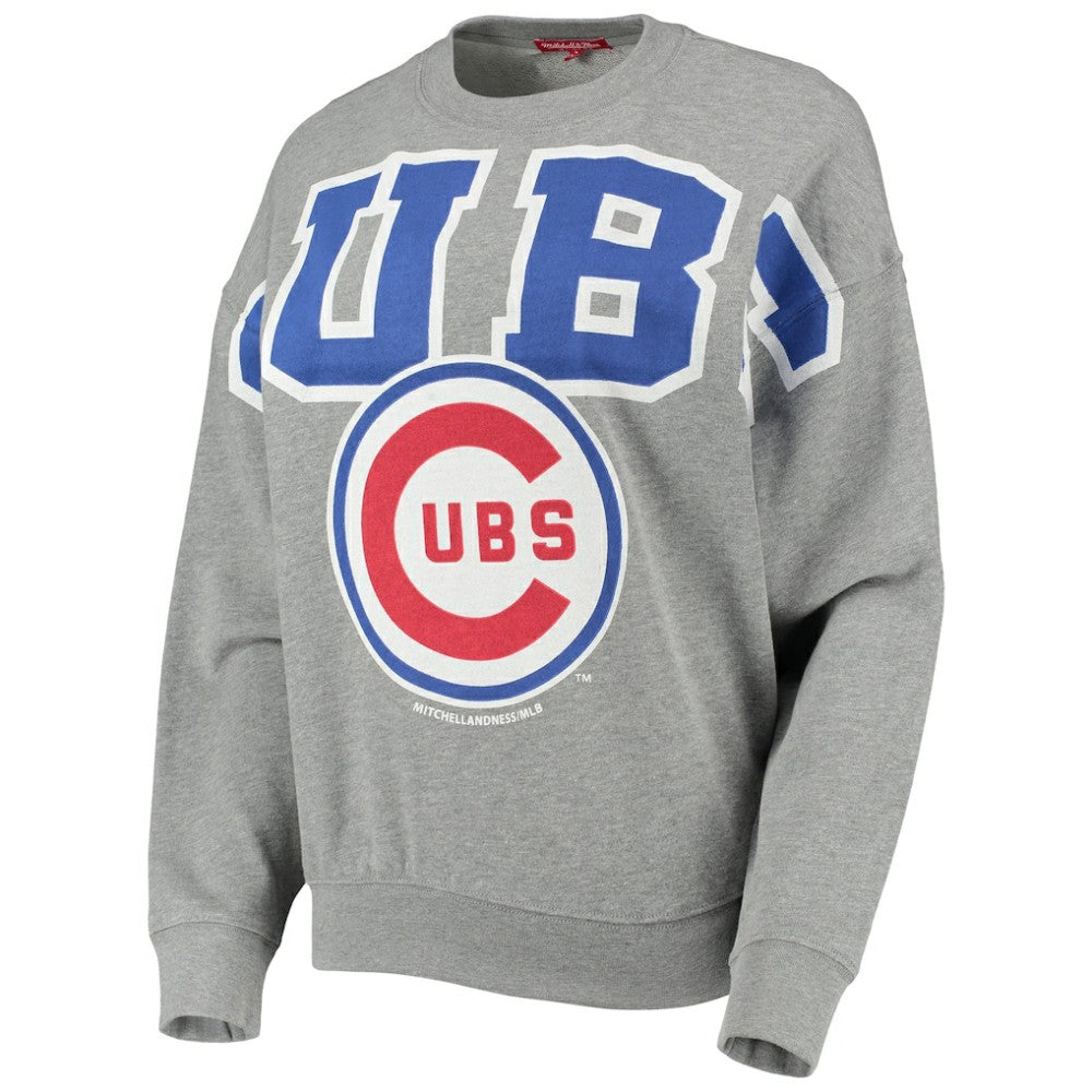 Chicago Cubs Mitchell & Ness Women's Cooperstown Collection Logo Lightweight Pullover Sweatshirt Online