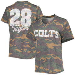 Jonathan Taylor Indianapolis Colts Majestic Threads Women's Name & Number V-Neck Tri-Blend T-Shirt Camo - NFL