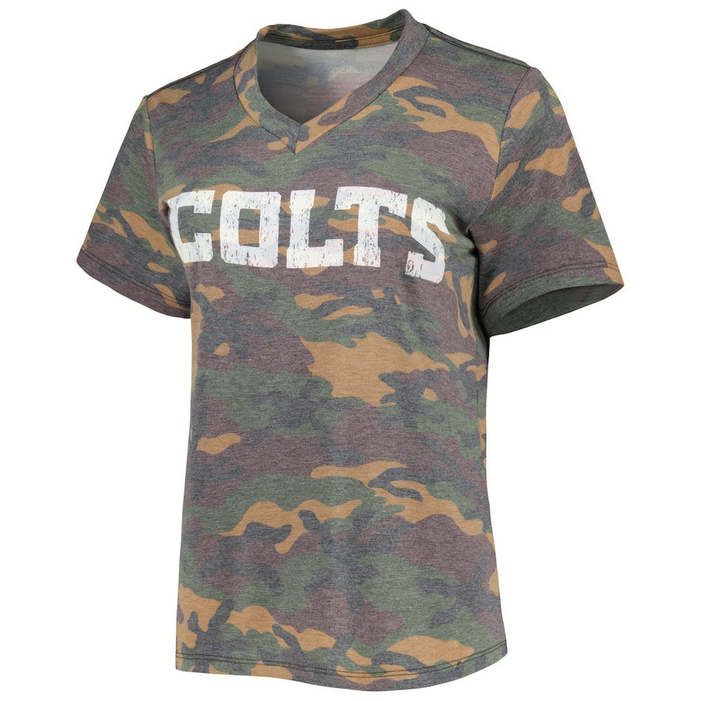 Jonathan Taylor Indianapolis Colts Majestic Threads Women's Name & Number V-Neck Tri-Blend T-Shirt Camo - NFL