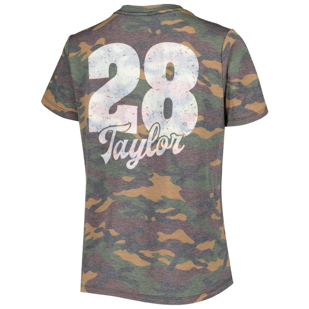 Jonathan Taylor Indianapolis Colts Majestic Threads Women's Name & Number V-Neck Tri-Blend T-Shirt Camo - NFL