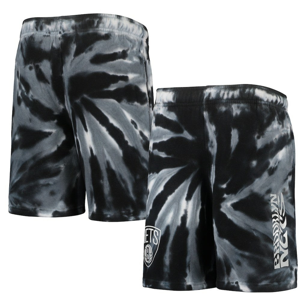 NBA - Brooklyn Nets Youth Santa Monica Tie-Dye Shorts - Black