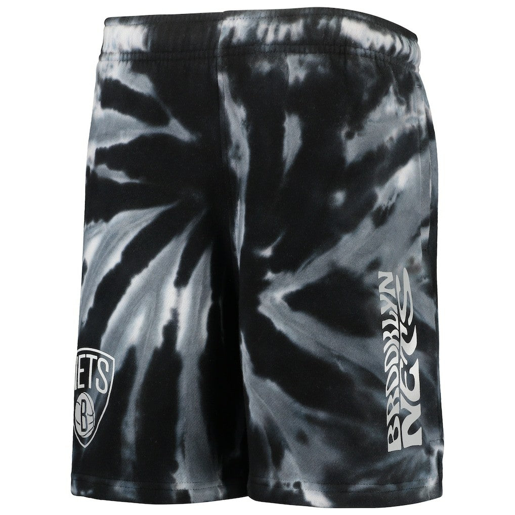 NBA - Brooklyn Nets Youth Santa Monica Tie-Dye Shorts - Black