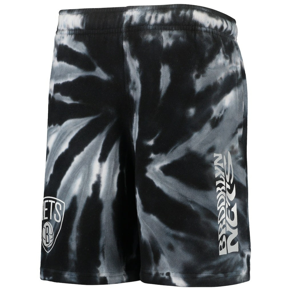 NBA - Brooklyn Nets Youth Santa Monica Tie-Dye Shorts - Black