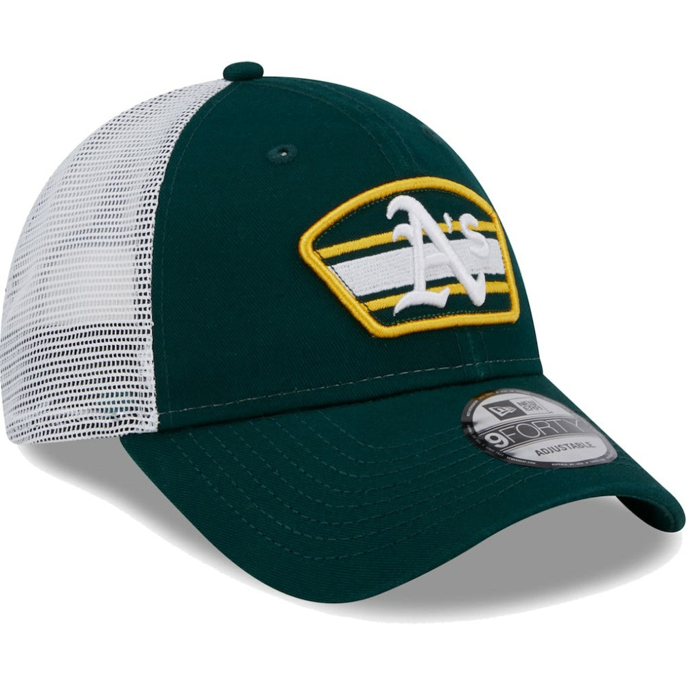 Athletics New Era Logo Patch 9FORTY Trucker Snapback Hat Lifestyle