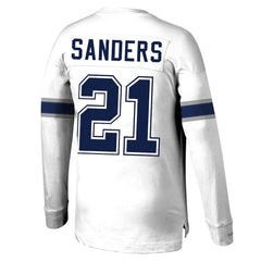 Deion Sanders Dallas Cowboys Retired Player Name & Number Long Sleeve Top White - Mitchell & Ness