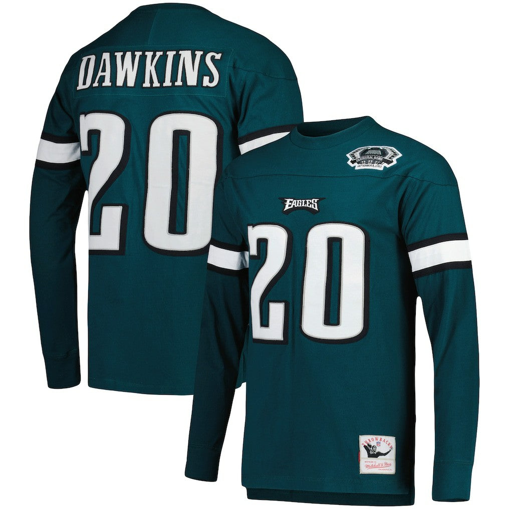 Brian Dawkins Philadelphia Eagles Retired Player Name & Number Long Sleeve Top Midnight Green - Mitchell & Ness
