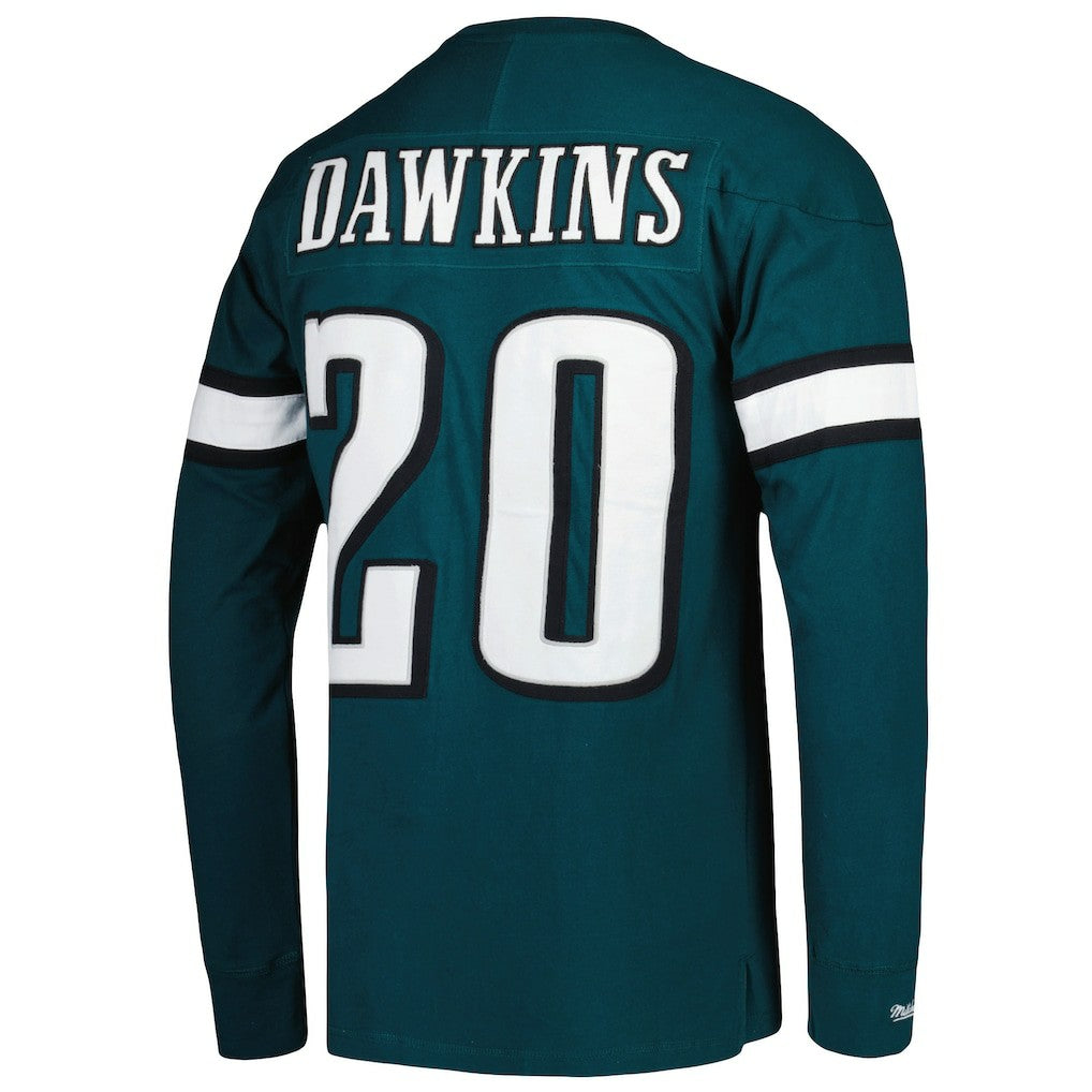 Brian Dawkins Philadelphia Eagles Retired Player Name & Number Long Sleeve Top Midnight Green - Mitchell & Ness