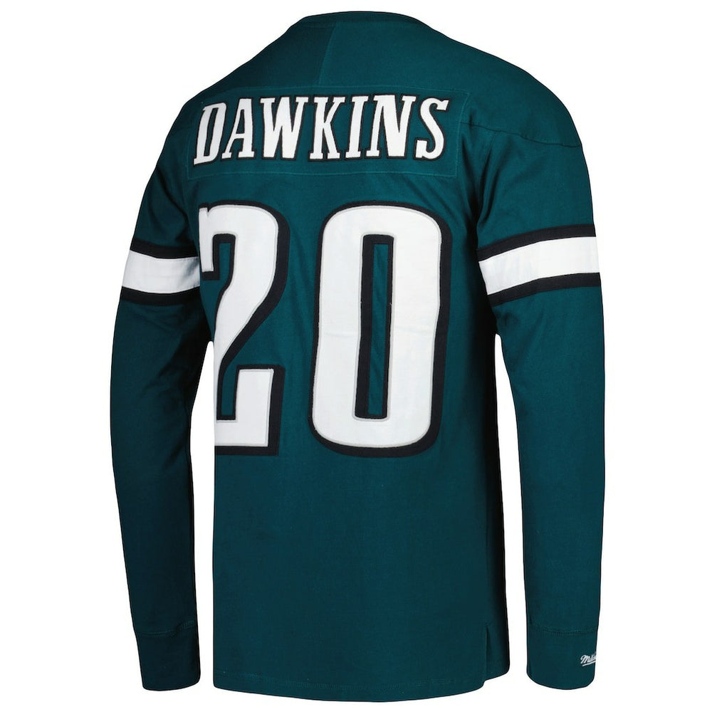 Brian Dawkins Philadelphia Eagles Retired Player Name & Number Long Sleeve Top Midnight Green - Mitchell & Ness