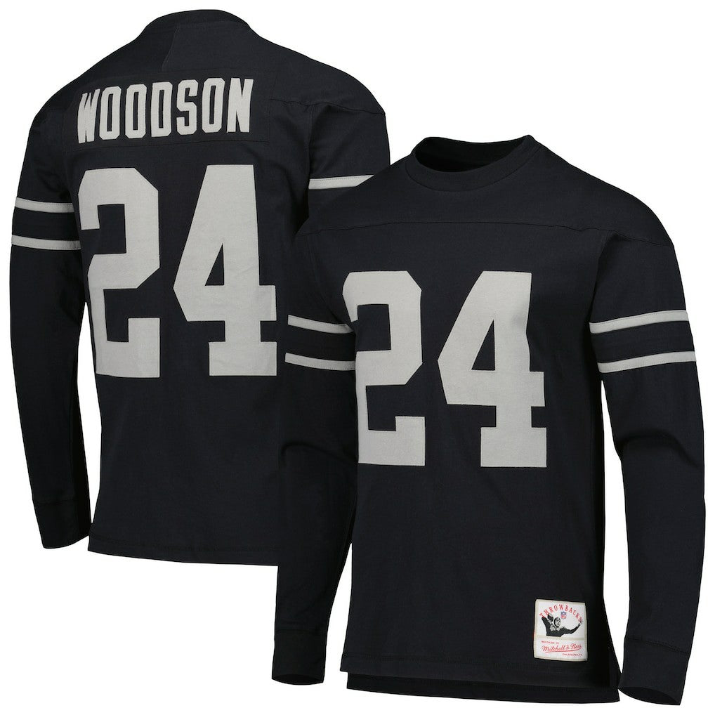 Charles Woodson Oakland Raiders Retired Player Name & Number Long Sleeve Top Black - Mitchell & Ness