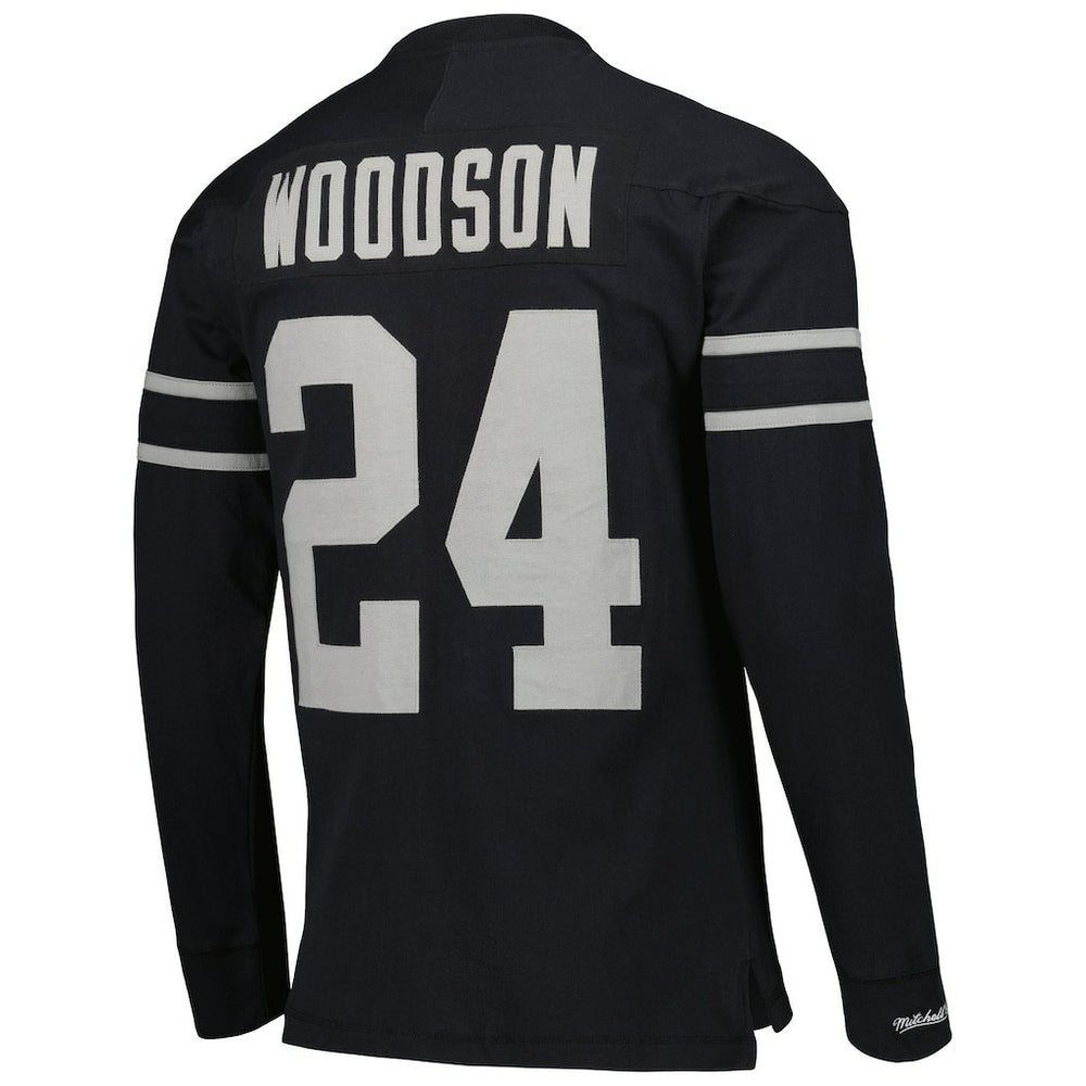 Charles Woodson Oakland Raiders Retired Player Name & Number Long Sleeve Top Black - Mitchell & Ness