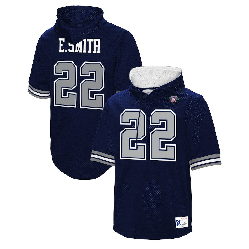 Emmitt Smith Dallas Cowboys Retired Player Mesh Name & Number Hoodie T-Shirt Navy - Mitchell & Ness