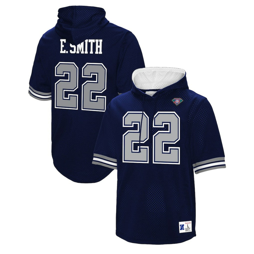 Emmitt Smith Dallas Cowboys Retired Player Mesh Name & Number Hoodie T-Shirt Navy - Mitchell & Ness