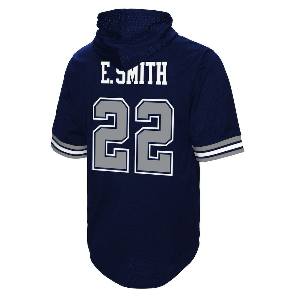 Emmitt Smith Dallas Cowboys Retired Player Mesh Name & Number Hoodie T-Shirt Navy - Mitchell & Ness
