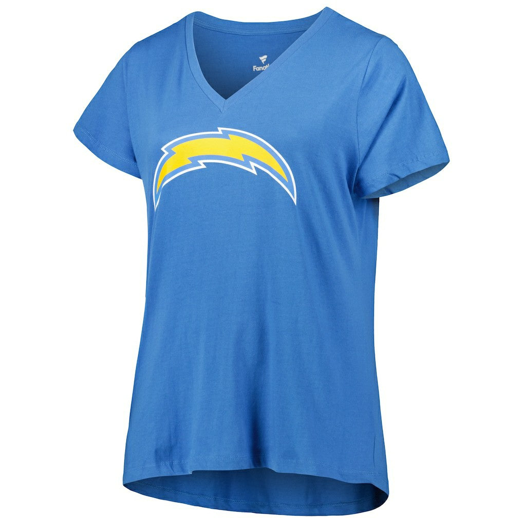 Justin Herbert Los Angeles Chargers Women's Plus Size Name & Number V-Neck T-Shirt Powder Blue - Fanatics