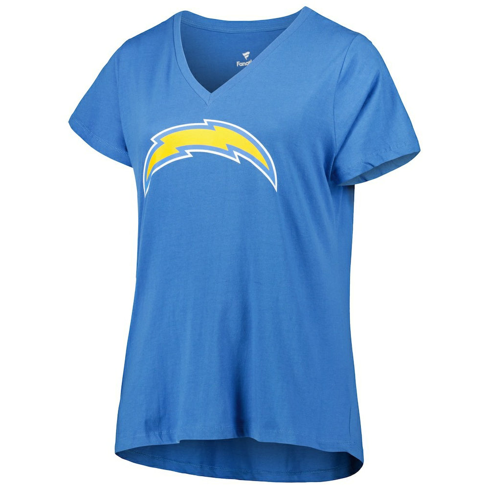 Justin Herbert Los Angeles Chargers Women's Plus Size Name & Number V-Neck T-Shirt Powder Blue - Fanatics
