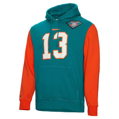 Dan Marino Miami Dolphins Retired Player Name & Number Pullover Hoodie Aqua - Mitchell & Ness