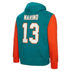 Dan Marino Miami Dolphins Retired Player Name & Number Pullover Hoodie Aqua - Mitchell & Ness