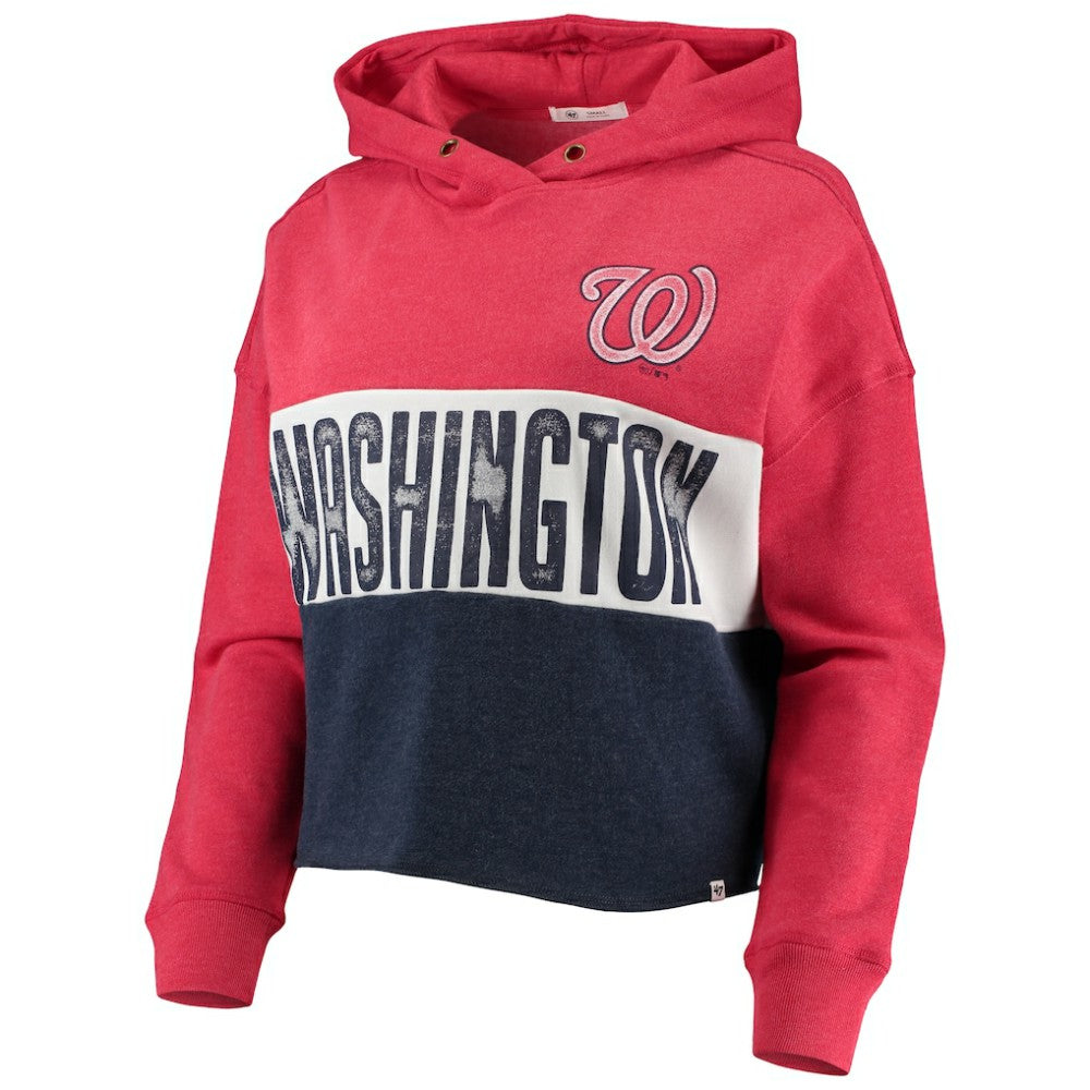 Washington Nationals '47 Women's Lizzy Cropped Pullover Hoodie discount