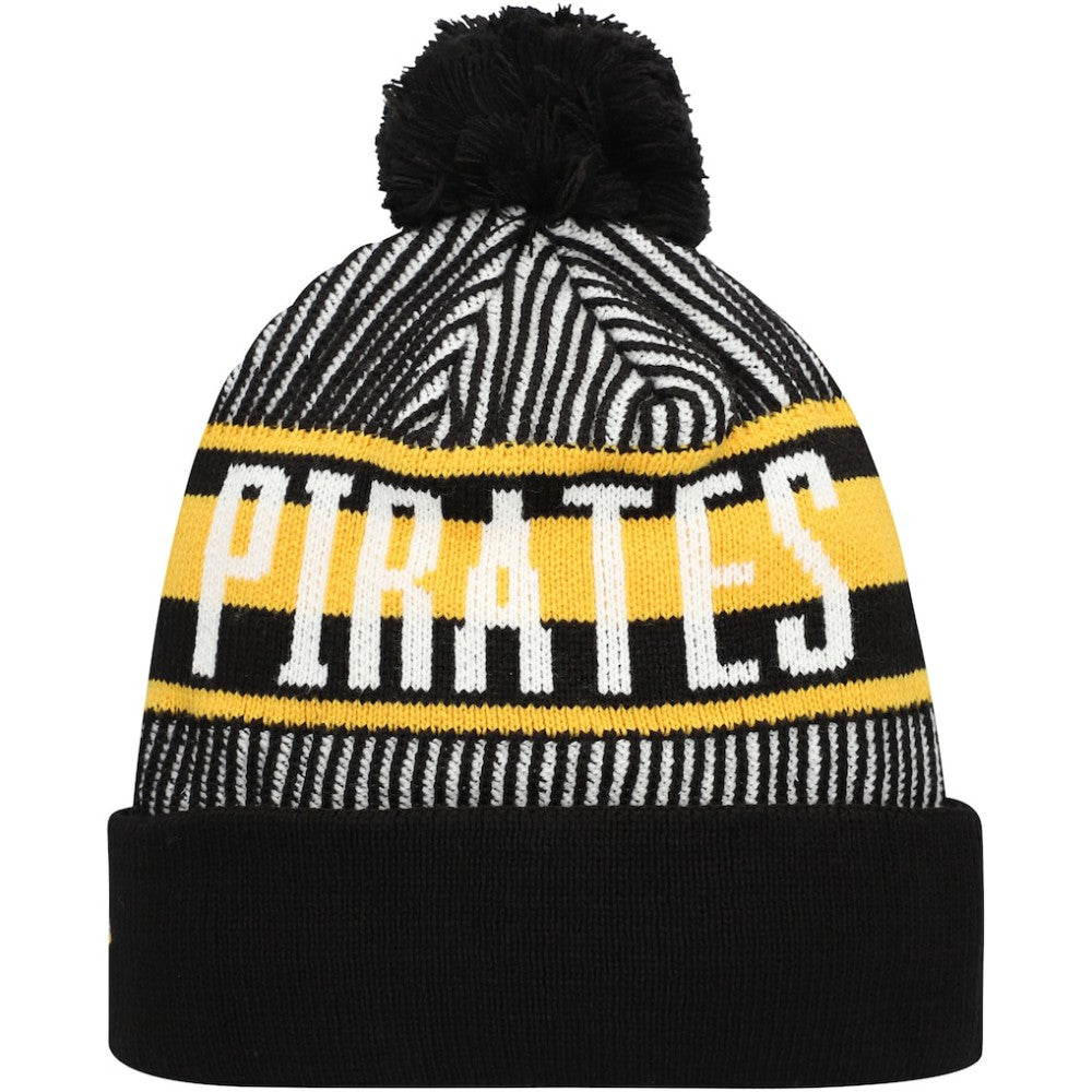 Pittsburgh Pirates New Era Striped Cuffed Knit Hat with Pom for sale
